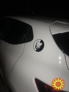 Наклейка на авто Питбуль Черная, Белая светоотражающая