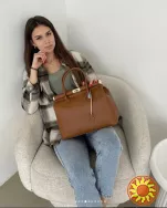 натуральная кожаная сумка женская Италия модный саквояж TS302