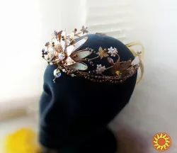 Фея тіара діадема корона косплей білий метелики квіти листя плетена з дроту балетна голову весільна