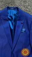 Синий мужской костюм тройка Delmont