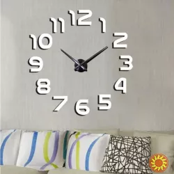 Настінний 3D годинник 120 см сірі