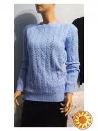 Жіночий ажурний светр в'язка косичками блакитний 44-48