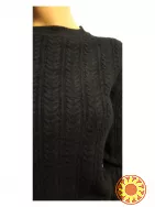 Жіночий ажурний светр в'язка косичками чорний 44-48