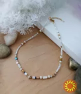 Зірка намисто чокер білий золотий гематит зірки перламутр натуральний лава на шию подарунок дівчині