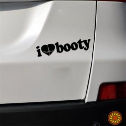 Наклейка на авто I Love Booty-Я люблю добычу Белая светоотражающая