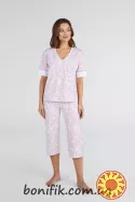 Комплект жіночої піжами з малюнком (футболка+бриджі) Roselyn (арт. LPK 2690/02/01)