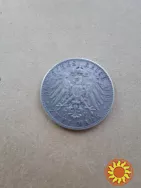 Серебряная монета 2 марки 1901 года Саксония , Германия