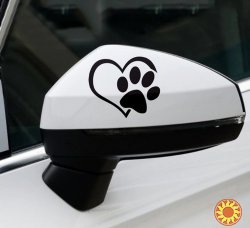 Наклейка на авто Собачье сердце Чёрная