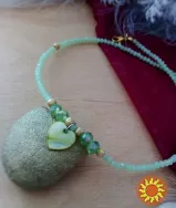 Чокер мушлі перламутр натуральний серце зелений м'ятний золотистий кришталь намисто
