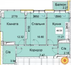 У продажу 2 кімнатна квартира в Одесі в центрі селища Котовського