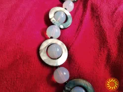 Бусы колье ожерелье халиотис (галиотис) и лунный камень
