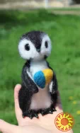 Пингвін птица игрушка хендмєйд валяная из шерсти интерьерная сухое валяние коллекционная подарок сувенир хендмэйд авторская работа ручная работа