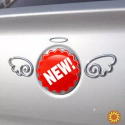 Наклейка на авто или мото Ангельские крылья Серебро