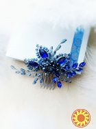 Тайны сапфира хрустальный гребень заколка синий елктрик невесте свадебный
