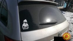Наклейка на авто Ребенок в машине"Baby on board" Чёрная, Белая светоотражающая