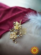 Мавка осіння золотистий бронза гребінь для волосся авторська ручна робота