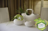 Керамическая ваза-корзинка черная/белая