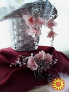 Лучия серьги гребень розовый кварц  розовый пыльный цветок серьги подвески длинные украшение с камнем