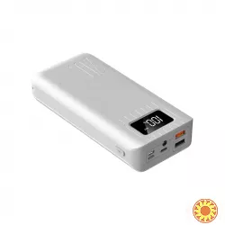 Повербанк Warmsof 20000mAh 2xUSB 1хType-C + Lightning з LED-дисплеєм Білий