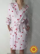 Жіночий халат на поясі з малюнком "Loveu" (арт. LGK 208/25/01)
