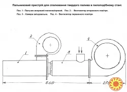 Креслення установки для спалювання деревних відходів у пилоподібному стані.