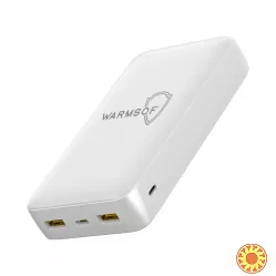 Повербанк Warmsof 20000mAh 2xUSB 1хType-C Power Delivery 3.0 Quick Charge 3.0 Білий