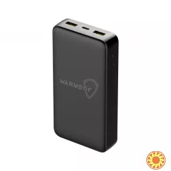 Повербанк Warmsof 20000mAh 2xUSB 1хType-C Power Delivery 3.0 Quick Charge 3.0 Чорний