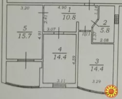 2-кімнатна квартира загальною площею 67,3 м2, в ЖК «Вернісаж» Костанди/Королева вул.