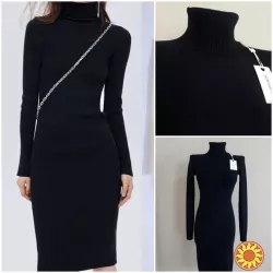 Чарівне облягаюче,базове, якісне, жіночне плаття-гольф, у мікро рубчик,з кашеміром