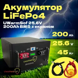 Аккумулятор LiFePo4 (Литий-железо-фосфатный) Warmsof 24v 200ah BMS