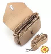 Кросбоді шкіряне на замочці у кольорі тауп Firenze Italy  TS000209