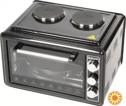 2 в 1 Большая электрическая печь духовка 36 л с плитой Saturn STEC1072 черная