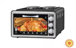 2 в 1 Большая электрическая печь духовка 36 л с плитой Saturn STEC1072 черная