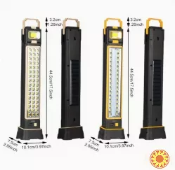 Багатофункціональний перезарядний робочий ліхтар із сонячною панеллю, 6 режимами світла, поворотною конструкцією та магнітним кріпленням