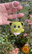 Валяна іграшка котик зелений брелок ручної роботи підвіска войлочна кіт сувенір подарок інтерʼєрний