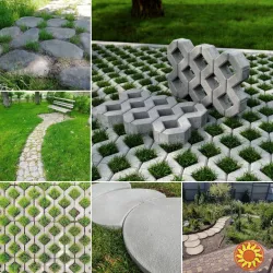 Стильные пошаговые дорожки — Спилы дерева и Каменные диски