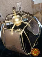 Вінтажна латунна підвісна лампа з декорованим матовим склом 200 грн