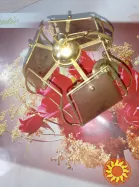 Вінтажна латунна підвісна лампа з декорованим матовим склом 200 грн