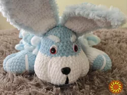 Іграшка  Зайчик подушка  м'яка в'язана ручна робота