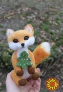 Лисичка з ялинкою іграшка валяна з шерсті інтерʼєрна лиса войлочна лисиця хендмєйд сувенір подарок іграшки ручної роботи Лисенок игрушка интерьерная