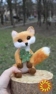 Лисичка з ялинкою іграшка валяна з шерсті інтерʼєрна лиса войлочна лисиця хендмєйд сувенір подарок іграшки ручної роботи Лисенок игрушка  интерьерная