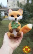 Лисичка з ялинкою іграшка валяна з шерсті інтерʼєрна лиса войлочна лисиця хендмєйд сувенір подарок іграшки ручної роботи Лисенок игрушка  интерьерная