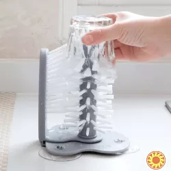 Універсальна щітка 2 в 1 для миття склянок, чашок і пляшок з присоскою