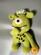 Монстрик зелений  добрий та веселий іграшка м'яка в'язана ручна робота