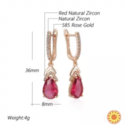 Матеріал: мідь + натуральний кубічний циркон + покриття з рожевого золота 585 проби + мікро-віск