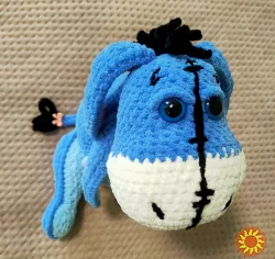 Іграшка Ослик Віслюк м'яка  в'язана мультяшний персонаж  ручна робота