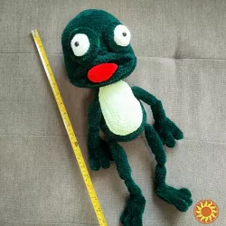 Жаба жабка  з язичком зелена 50 см Іграшка вязана гачком  hand made