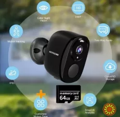 Сонячна Wi-Fi камера безпеки з прожектором, сиреною та акумулятором 5000 мАг