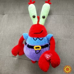 Містер Крабс 43см   Губка Боб Квадратні Штани  велика іграшка дитяча  в'язана плюшева ручна робота