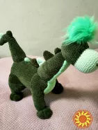 Велика м'яка  іграшка   в'язана   зелена Динозавр дракон  плюшева ручна робота